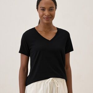 Pact Black V-Neck Short Sleeve Tee